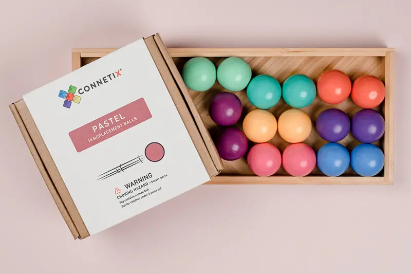 Connetix Pastel Ball Pack - 16 Houten knikkers los - Ball Run