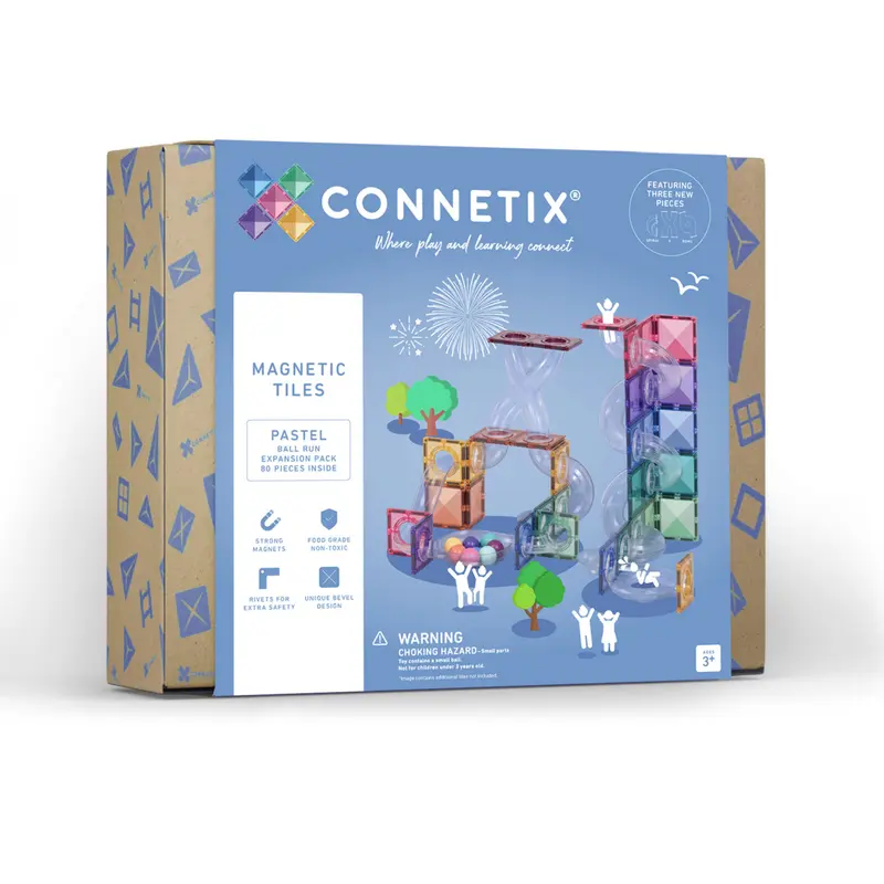 Connetix Pastel Ball Run Knikkerbaan Expansion Pack - 80 magnetische tegels