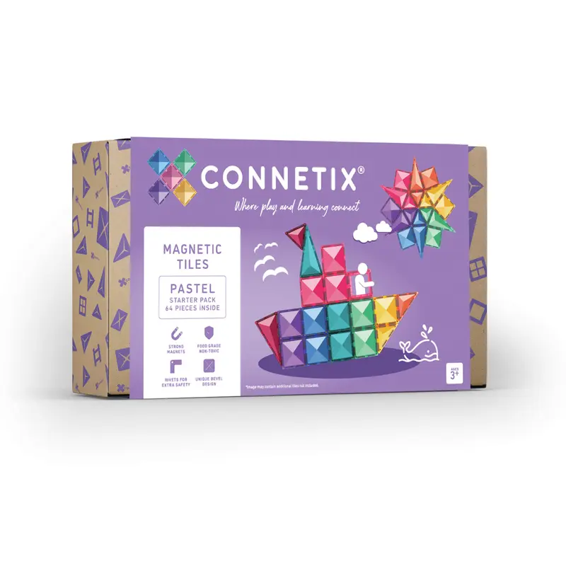 Connetix Pastel Starter Pack - 64 magnetische tegels