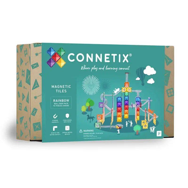 Connetix Rainbow Ball Run Knikkerbaan Pack - 92 magnetische tegels