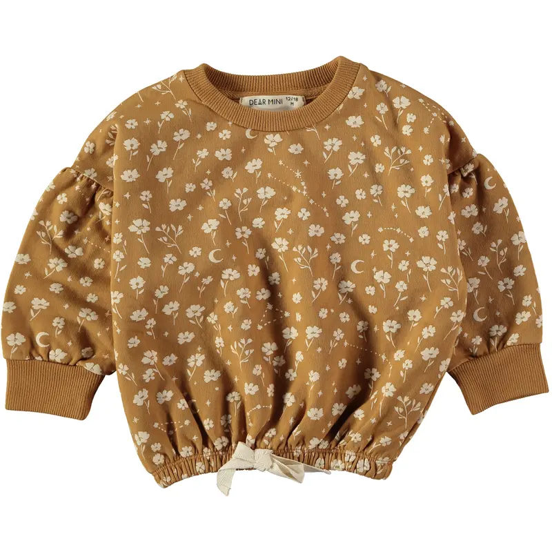 Cosmic flowers sweatshirt ocher Dear Mini