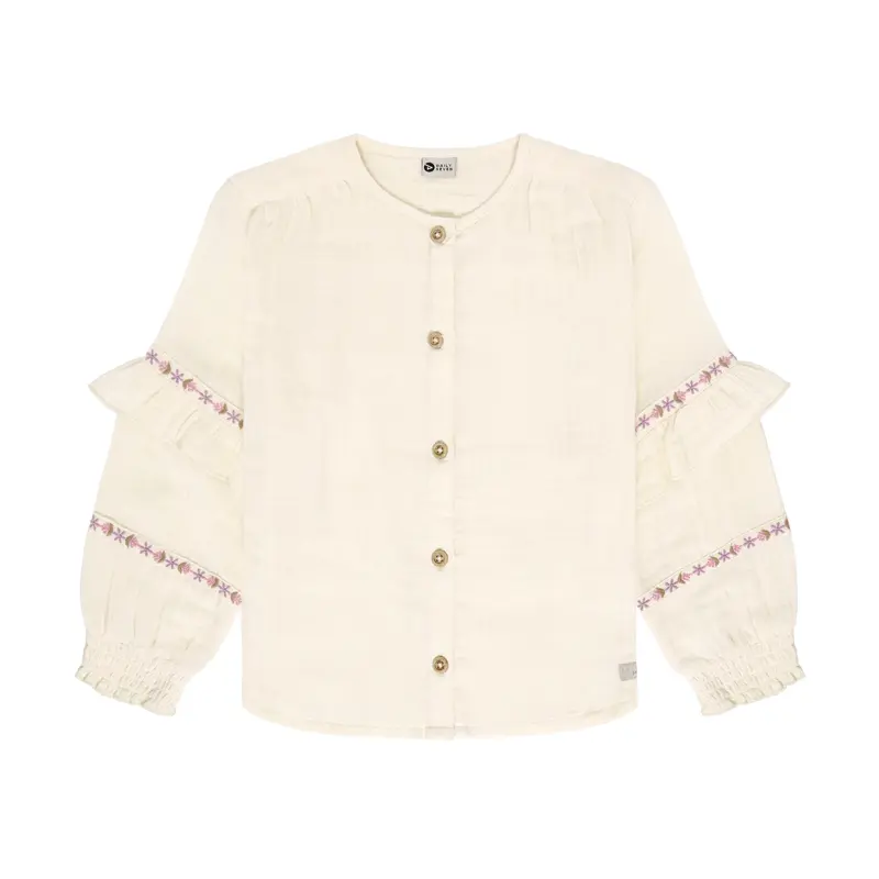 Daily Seven Shirt Longsleeve Ruffle Mother of Pearl