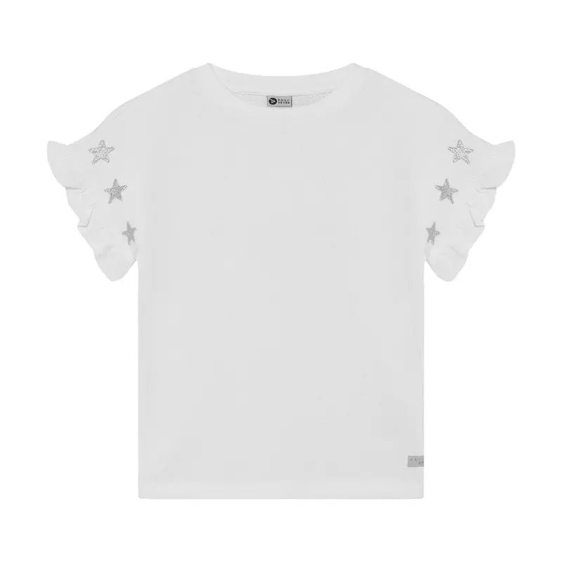 Daily Seven T-shirt Embroidery Sleeve Egret