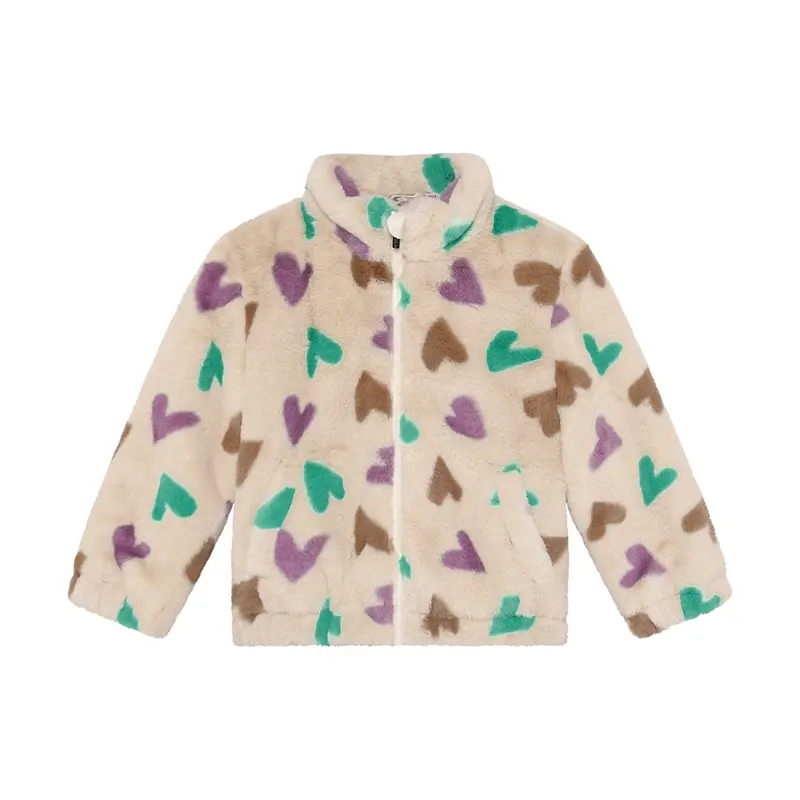Daily Seven Teddy Jacket Hearts Sandshell