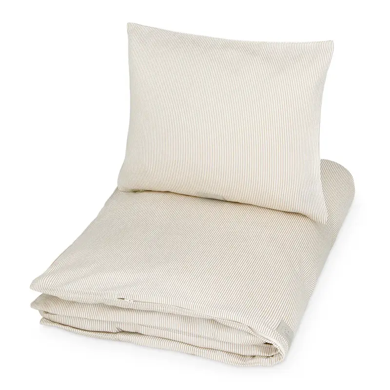 Dekbedovertrek junior - 100x140cm - Classic Stripes Camel - 100% biologisch katoen - CamCam Copenhagen