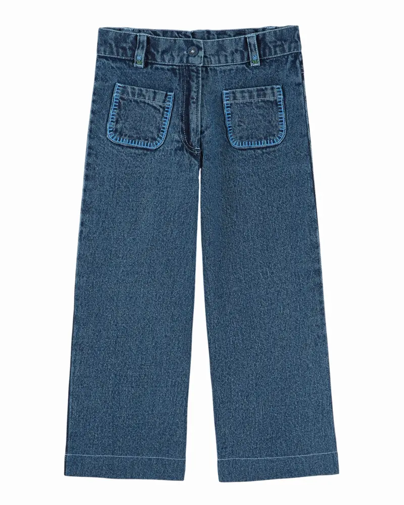 Denim broek met geborduurde zakken – Donkerblauw – Emile et Ida
