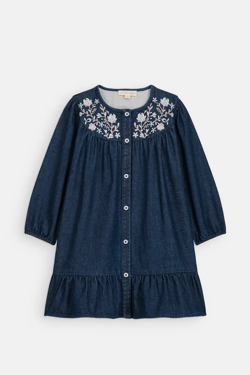 Denim jurk Massilou met borduursels - Indigo - Louise Misha