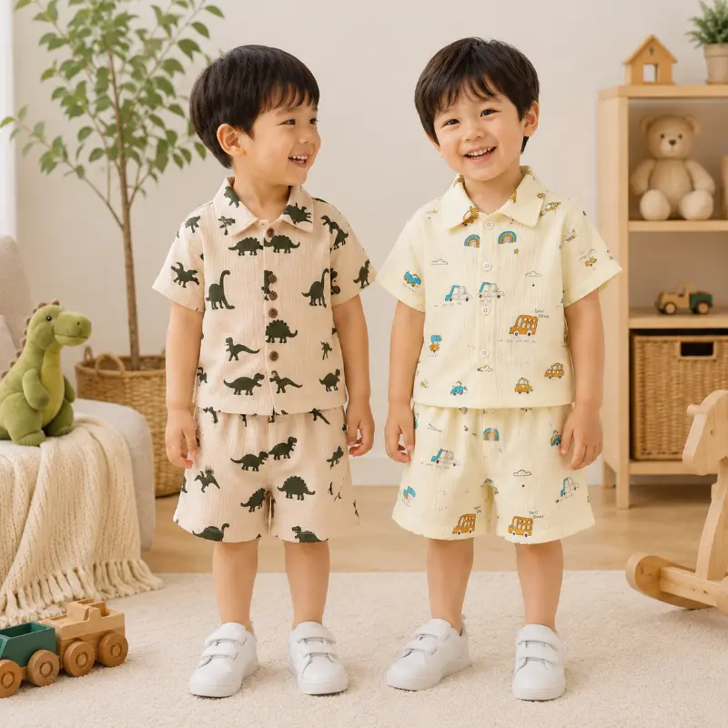 Dinosaur & Car Print Outfit – Cool & Playful – Summer Clothing Set