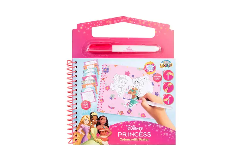 Disney Princess waterkleurboek, 10 herbruikbare kleurplaten