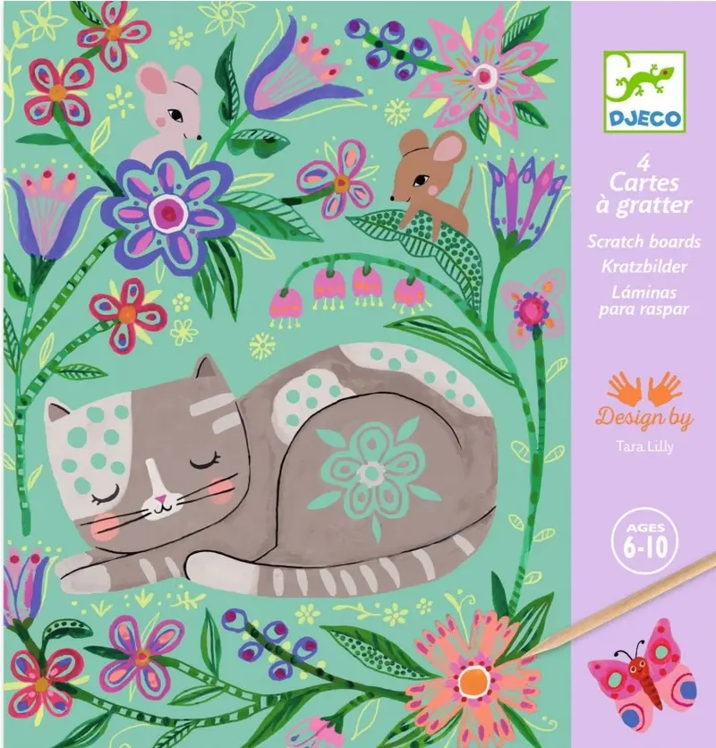 DJECO krasfolie kaarten Dieren in de tuin 6 jr+