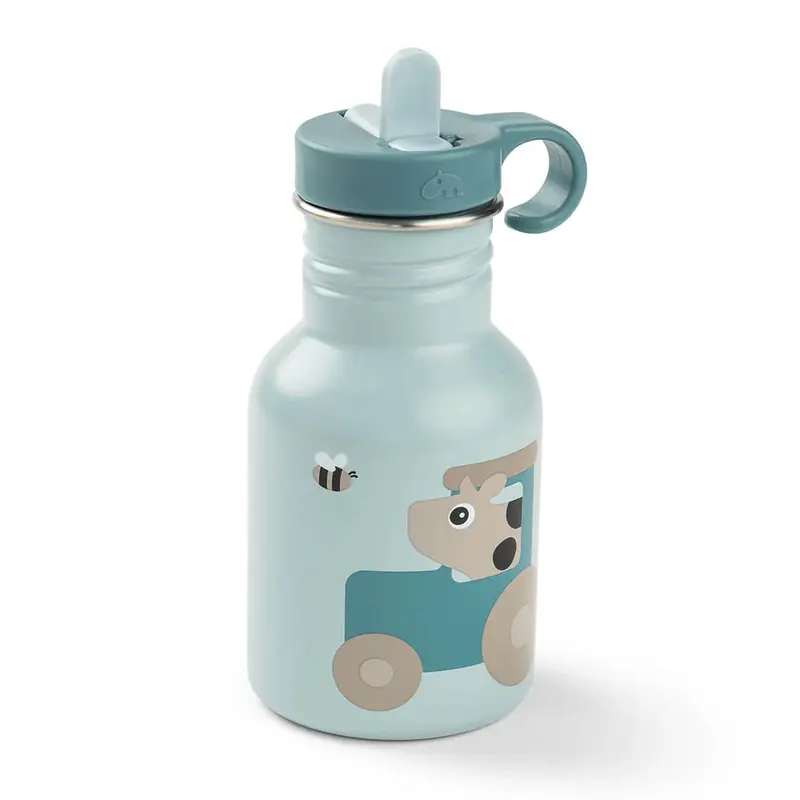 Done by Deer RVS drinkfles tiny farm blue 350 ml