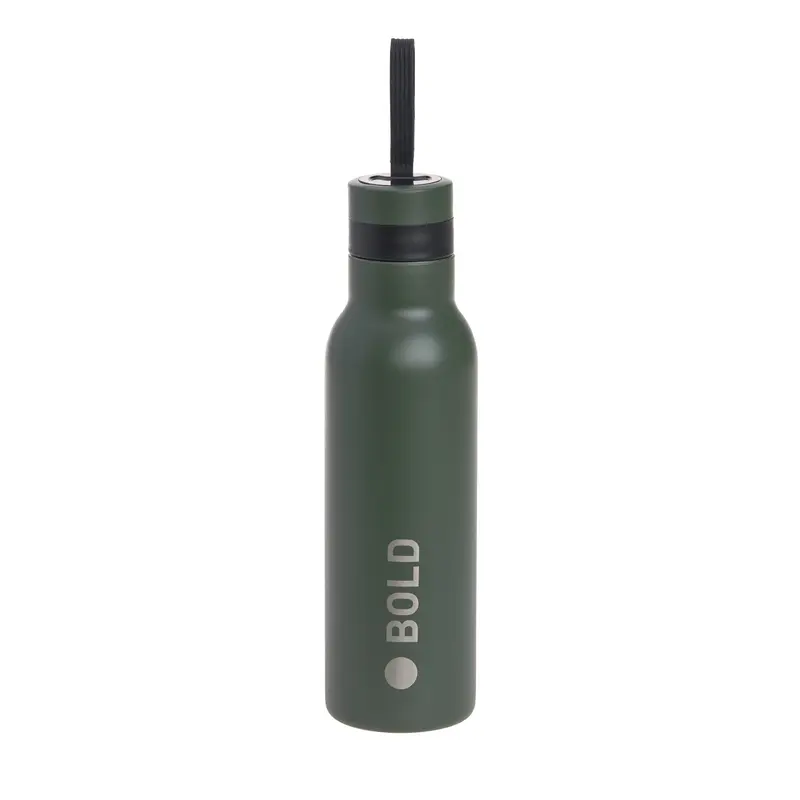 Drinkfles dubbelwandig RVS - olijf groen