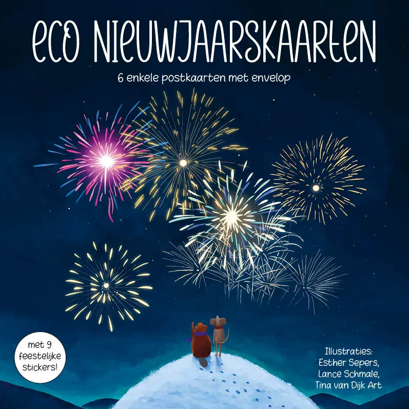 Eco Nieuwjaarskaarten 6 st. + 9 stickers – Zintenz