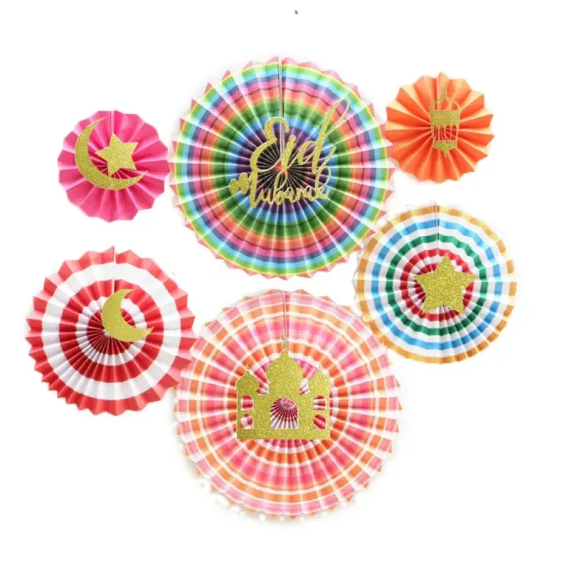Eid mubarak papier waaier set -pastel