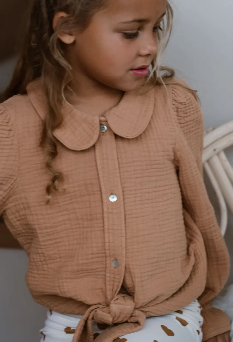 Faye blouse cork mousseline Navy Natural