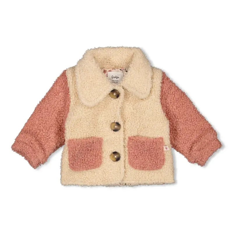 Feetje Bouclé jasje Offwhite - Woodland Bloom