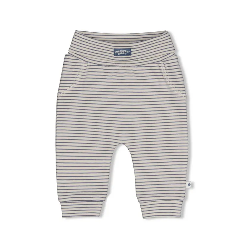 Feetje Broek rib met streep Blauw - Breakfast Buddy