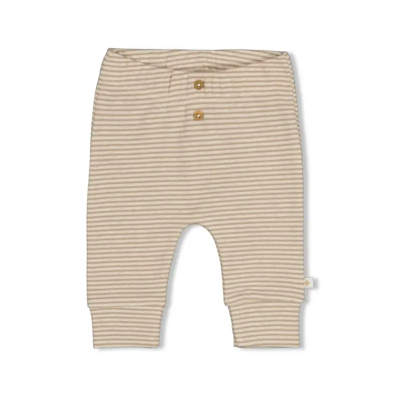 Feetje Broek rib met streep Taupe - Over the Moon for You
