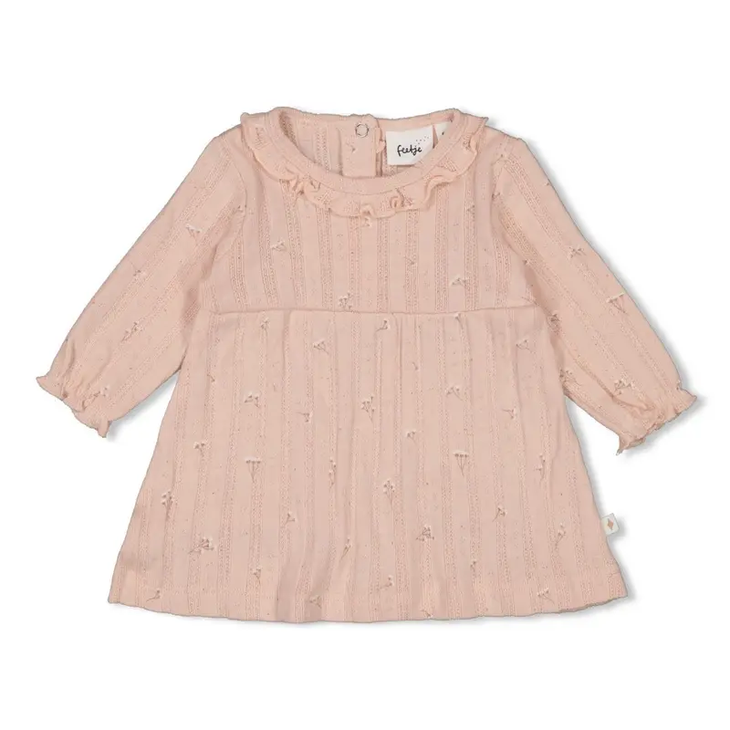 Feetje Jurk pointelle rib AOP l.Roze - Delicate Flower