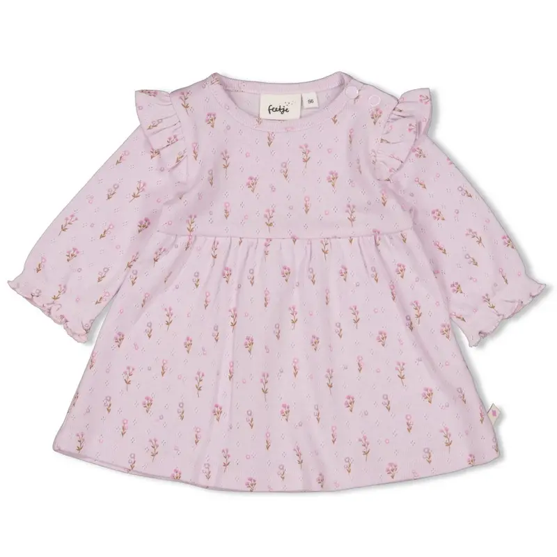 Feetje Jurk pointelle rib AOP Lila - Flower Ranch
