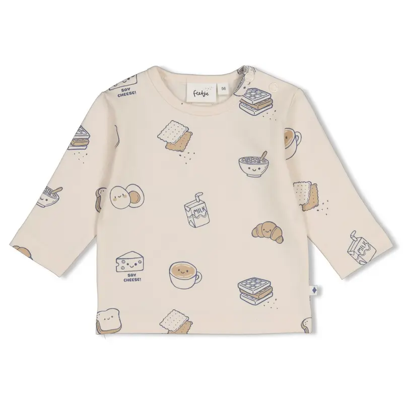Feetje Longsleeve AOP Creme - Breakfast Buddy