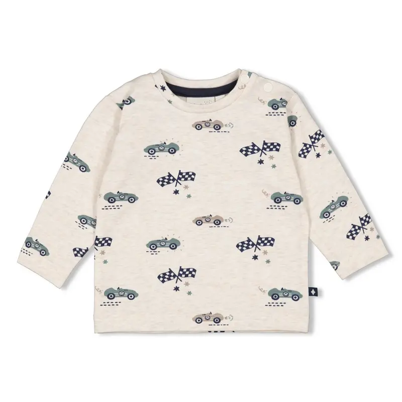 Feetje Longsleeve AOP Offwhite melange - Let's Go
