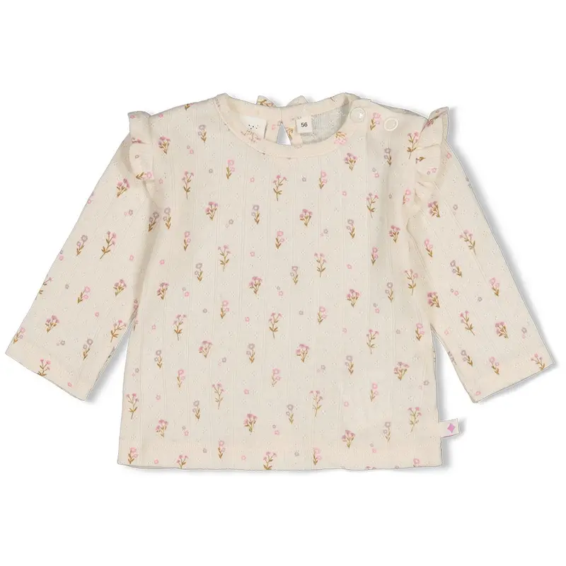 Feetje Longsleeve pointelle rib AOP Offwhite - Flower Ranch
