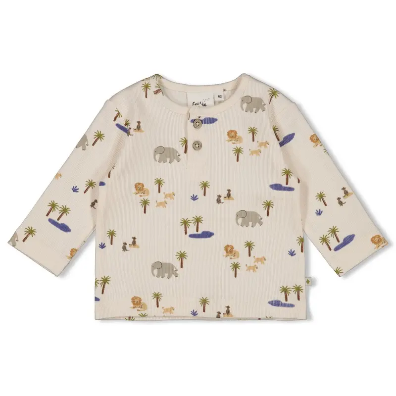 Feetje Longsleeve rib AOP Offwhite - Safari Savage