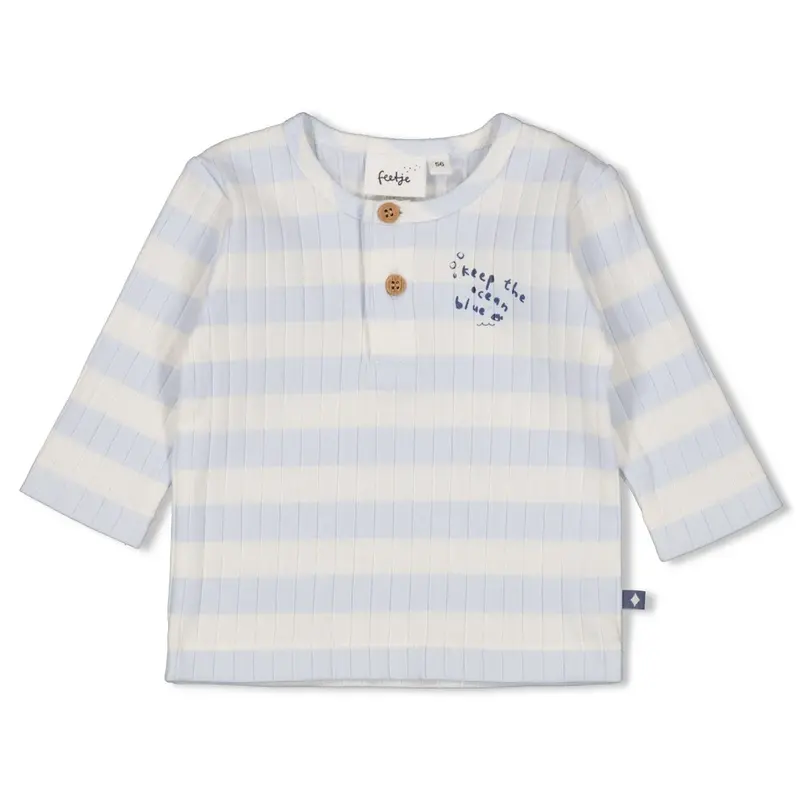 Feetje Longsleeve rib met streep Blauw - Blue Ocean
