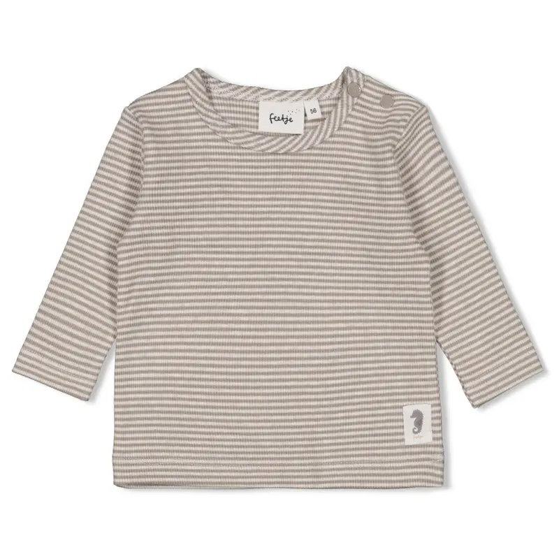 Feetje Longsleeve rib met streep Grijs - Sea Sweeties