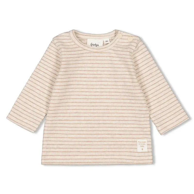 Feetje Longsleeve rib met streep Taupe melange - The Magic is in You