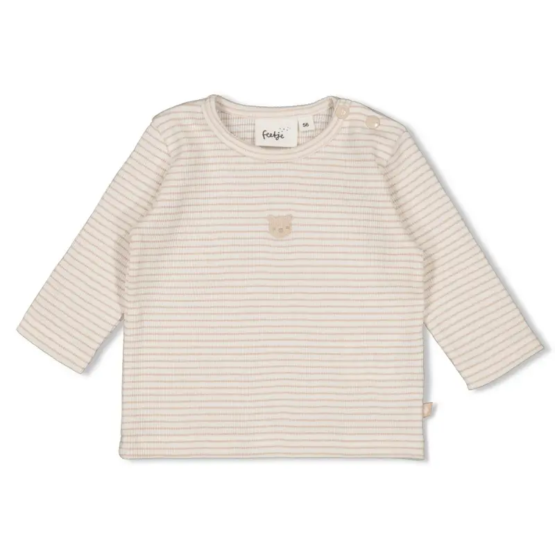 Feetje Longsleeve rib met streep Zand - Honey Bear