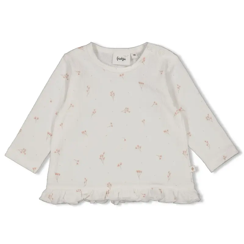 Feetje Longsleeve ruches crinkle AOP Offwhite - Delicate Flower