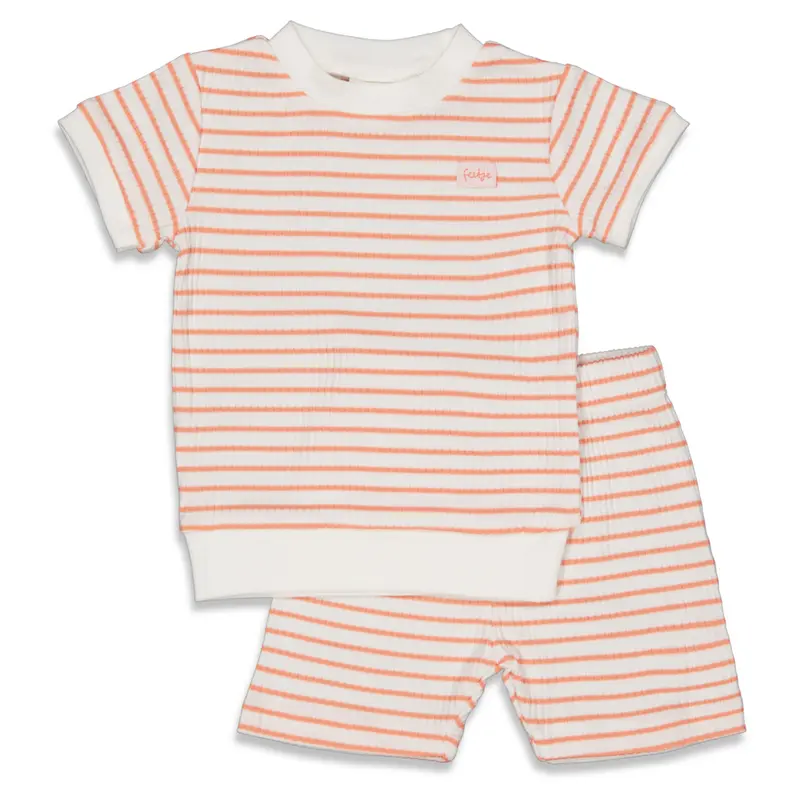Feetje pyjama kort wafel terra pink