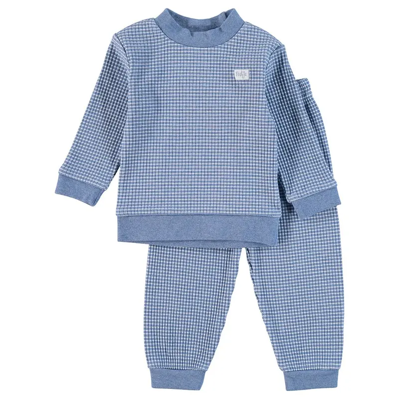 Feetje pyjama wafel blue melange