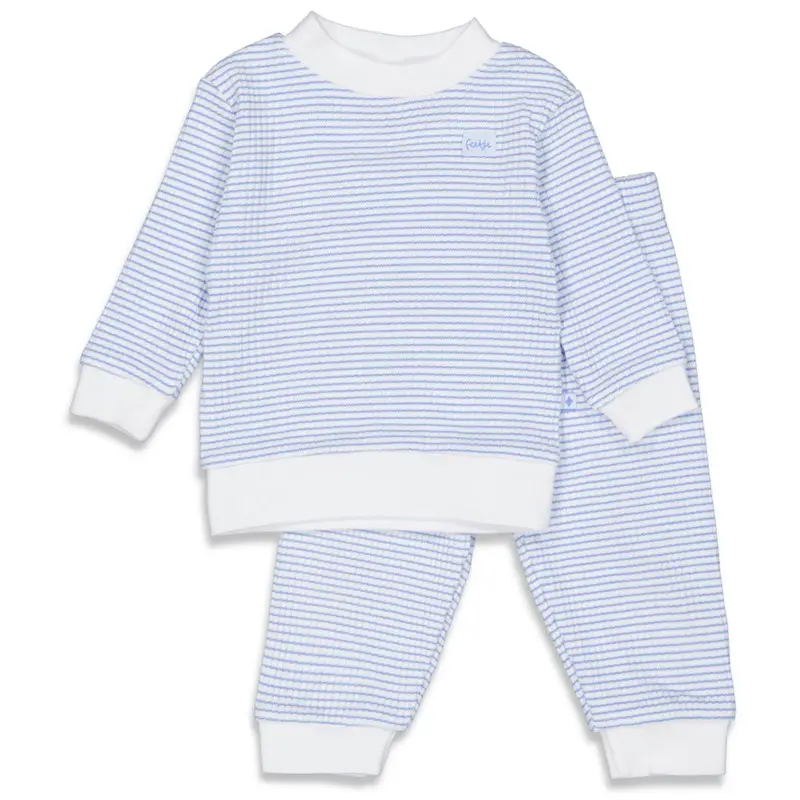 Feetje pyjama wafel wit-blauw