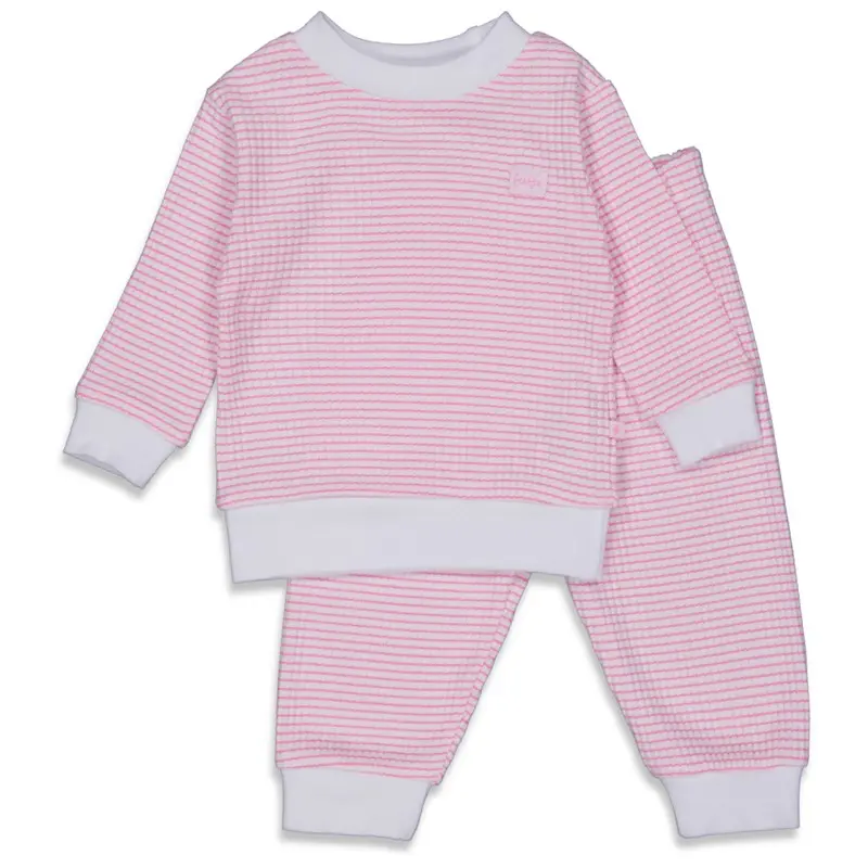 Feetje pyjama wafel wit-roze