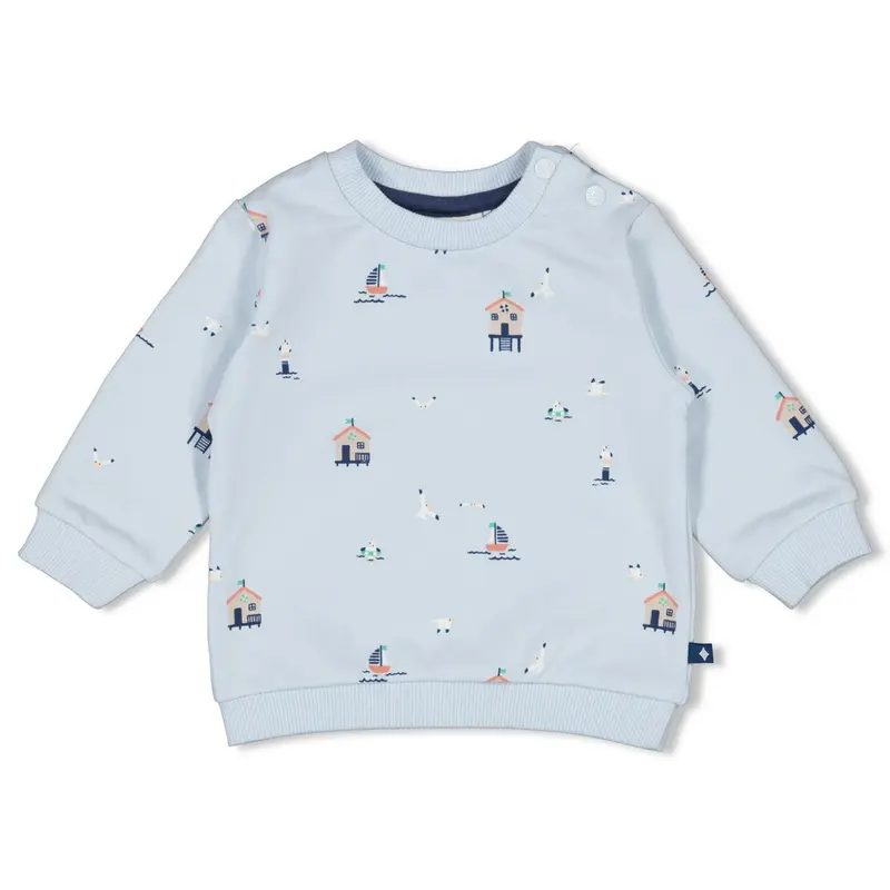 Feetje Sweater AOP Blauw - Seaside Hapiness