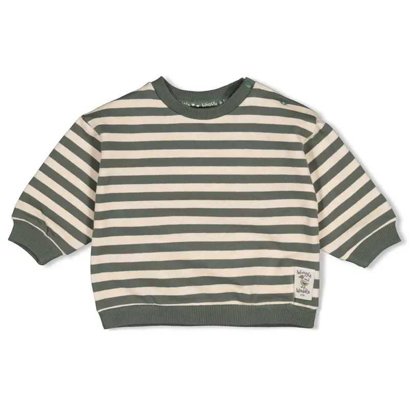 Feetje Sweater streep oversized Groen - Wiggle and Waddle