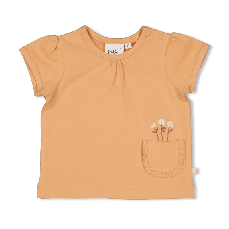 Feetje T-shirt Abrikoos - Flower Field