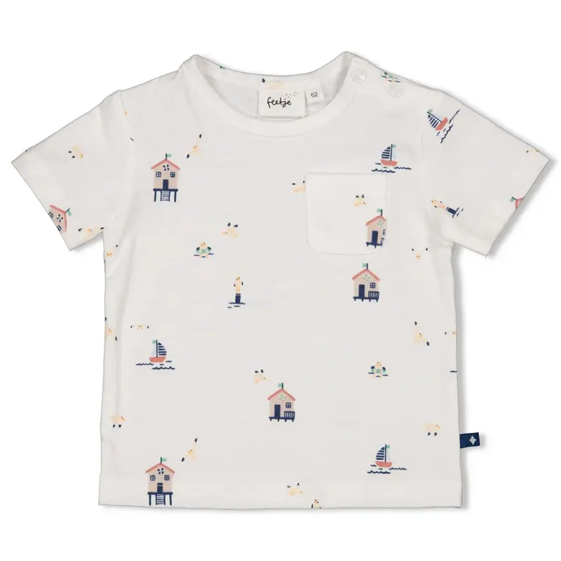 Feetje T-shirt AOP Offwhite - Seaside Hapiness