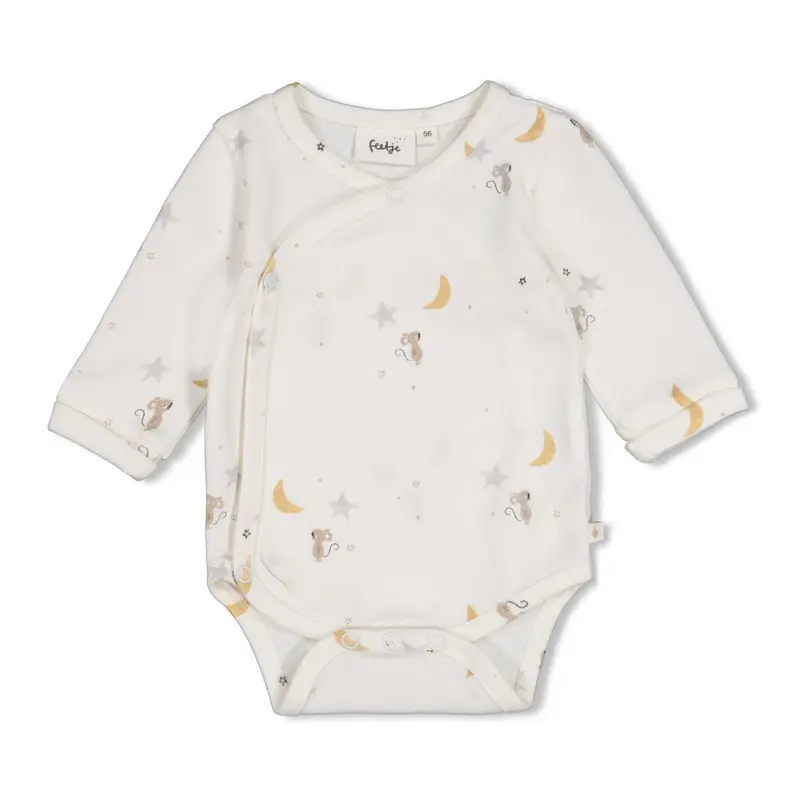 Feetje Wikkelromper AOP Offwhite - Over the Moon for You