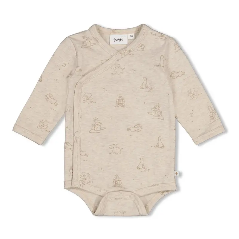 Feetje Wikkelromper AOP Taupe melange - The Cuddle Company