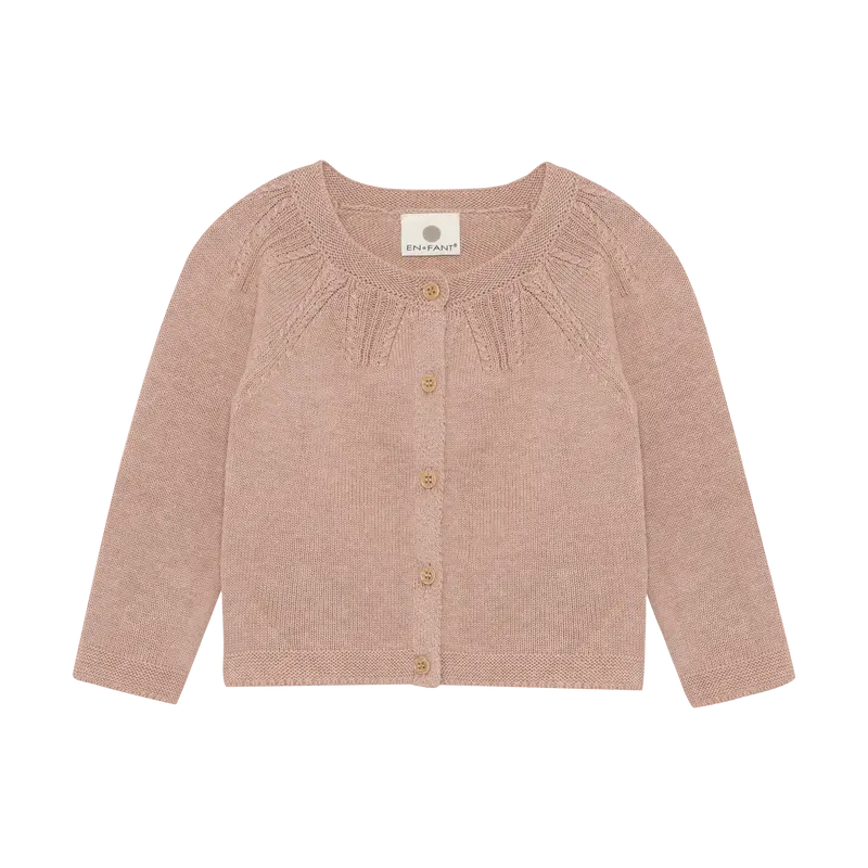 Fijngebreid vest - 100% katoen - Adobe Rose - En Fant