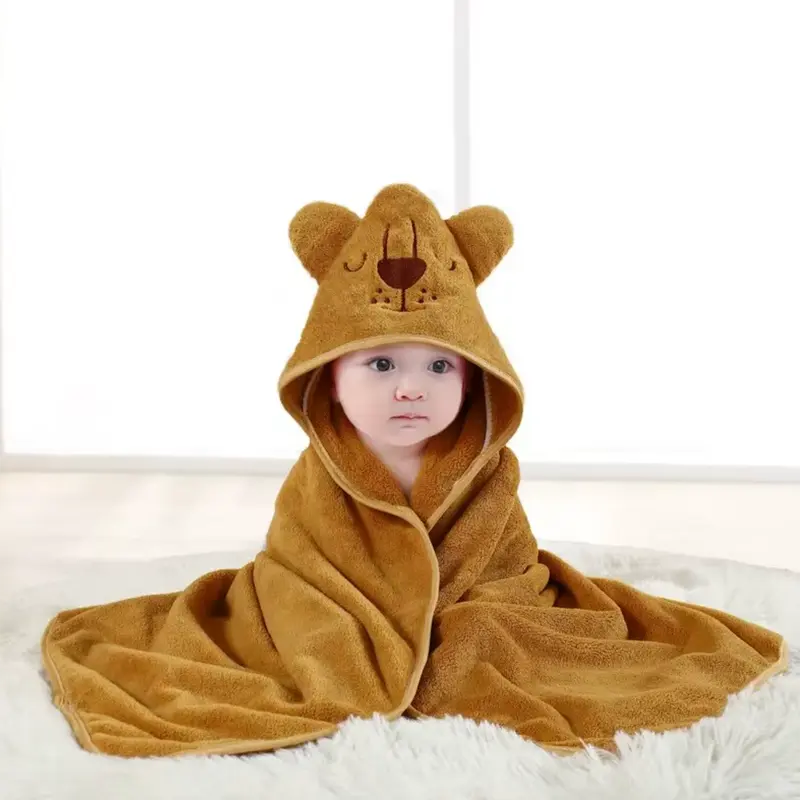 Fleece Badcape met Capuchon 'Leeuw'