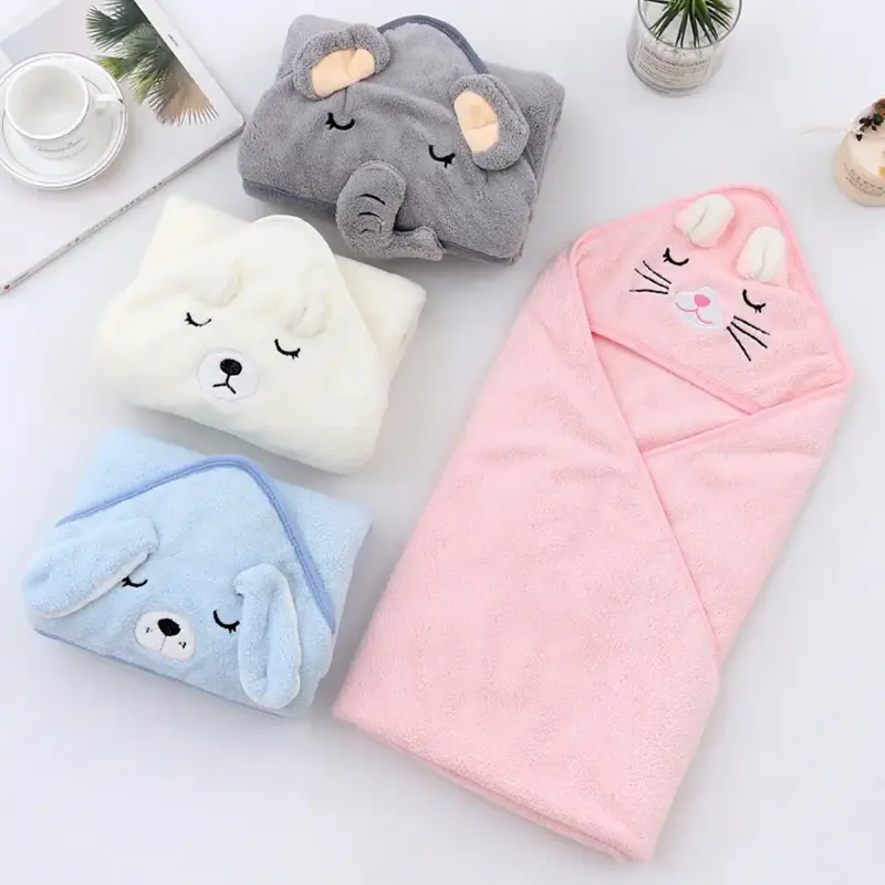 Fleece Badcape met Capuchon