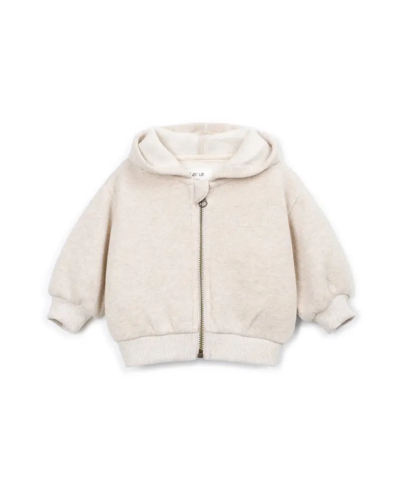 Fleece vest met capuchon - Katoenmix - Sketches/beige - Play Up