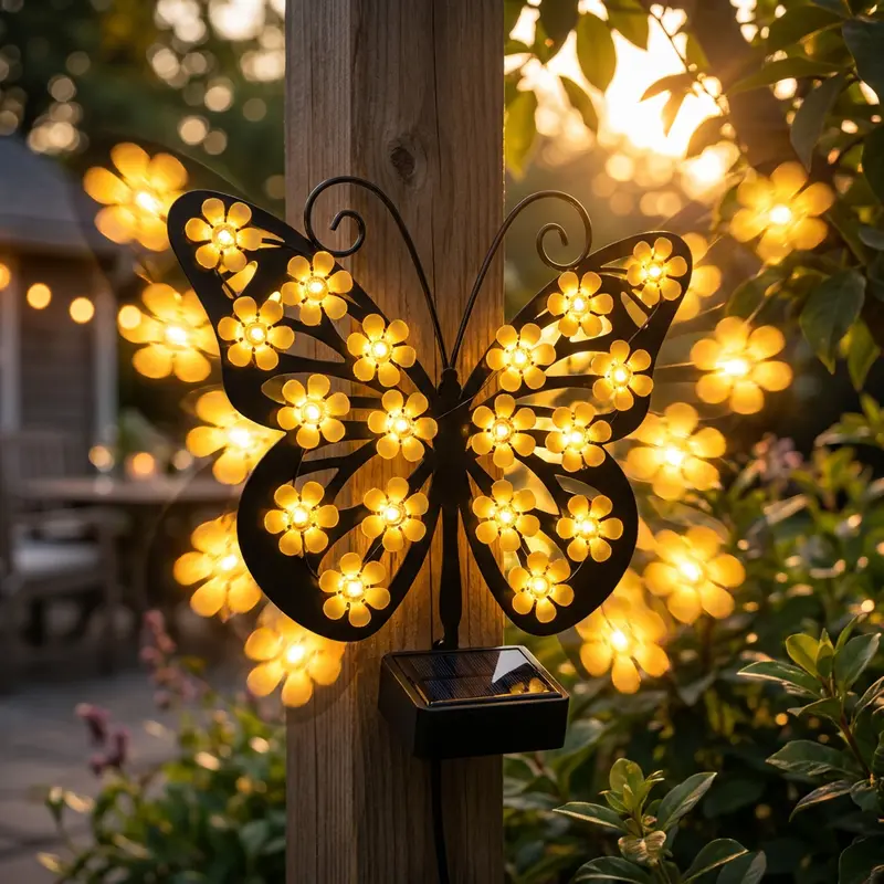 FlutterBloom™ | Decoratieve zonne-energie vlinderlamp met bloemvormige LED