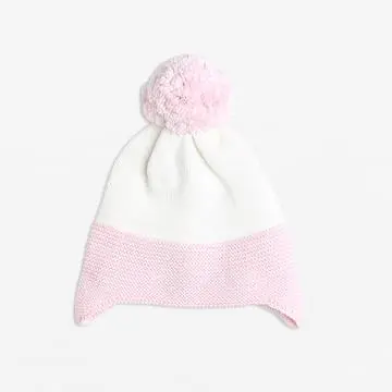 Gebreid mutsje roze wit Wilson & Frenchy
