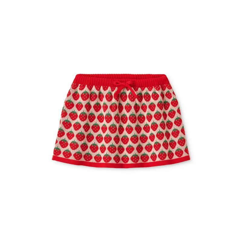 Gebreide rok Line Skirt – Blossom Pink Berry – 100% katoen – Flöss